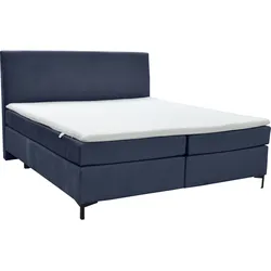 Boxspringbett ALINA "Petro", blau (blau dfn, dfh 96), B:182cm L:215cm, Samtstoff DFN (100% Polyester), Samtstoff DFH (100% Polyester), Komplettbetten, Boxspringbett, inklusive Matratze und Topper, in diversen Ausführungen