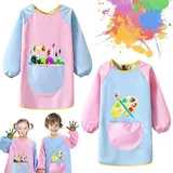 Famanu Kinderschürzen 2er Set, wasserdicht mit Ärmeln - Rosa und Blau