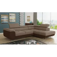 Sofnet Ecksofa Caris mit Schlaffunktion und einstellbare Kopfstützen, Wohnlandschaft Couch, Sofa Braun - Cappu... - Braun/Beige