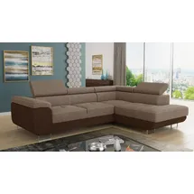 Sofnet Ecksofa Caris mit Schlaffunktion und einstellbare Kopfstützen, Wohnlandschaft Couch, Sofa Braun - Cappu... - Braun/Beige