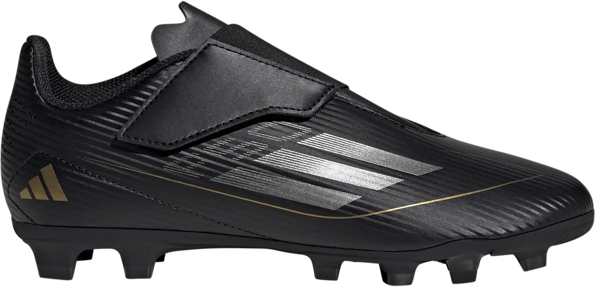 adidas F50 CLUB VEL FxG J Fußballschuhe Kinder in core black-iron met-gold met, Größe 38 - schwarz