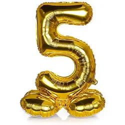 Folienballon "5", stehend, gold