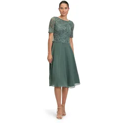 Cocktailkleid VERA MONT "Vera Mont Cocktailkleid mit Spitze", Damen, Gr. 46, Normalgrößen, grün (eucalyptus leaf), Chiffon, Spitze, Obermaterial: 100% Polyester. Futter: 100% Polyester., feminin, ausgestellt kurz, Rundhals, 3/4-Ärmel, Kleider, Spitze