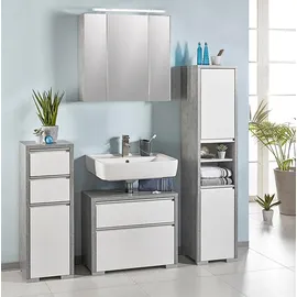 Schildmeyer Waschbeckenunterschrank 2 Auszüge 67 x 57 x 33 cm Steingrau / Weiß Glanz