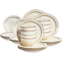 Beliani Chives Tafelservice 24-tlg. hellbeige
