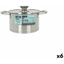 Quttin Topf mit Glasabdeckung Quttin Hermes Stahl 2,8 L (6 Stück)