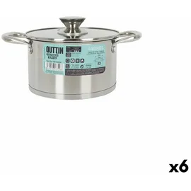 Quttin Topf mit Glasabdeckung Quttin Hermes Stahl 2,8 L (6 Stück)