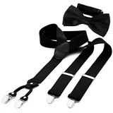 DonDon Hosenträger 3,5 cm breit (2er Set, 2-St., Hosenträger mit farblich passender Fliege) 2er Set, Hosenträger Y-Form, farblich passende Fliege schwarz