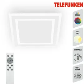 Telefunken LED Panel LED Deckenleuchte, Deckenlampe dimmbar, inkl. Fernbedienung, RGB Funktion, 24 Watt, 2400lm, Timerfunktion, 445x445x63mm (LxBxH), 318806TF,