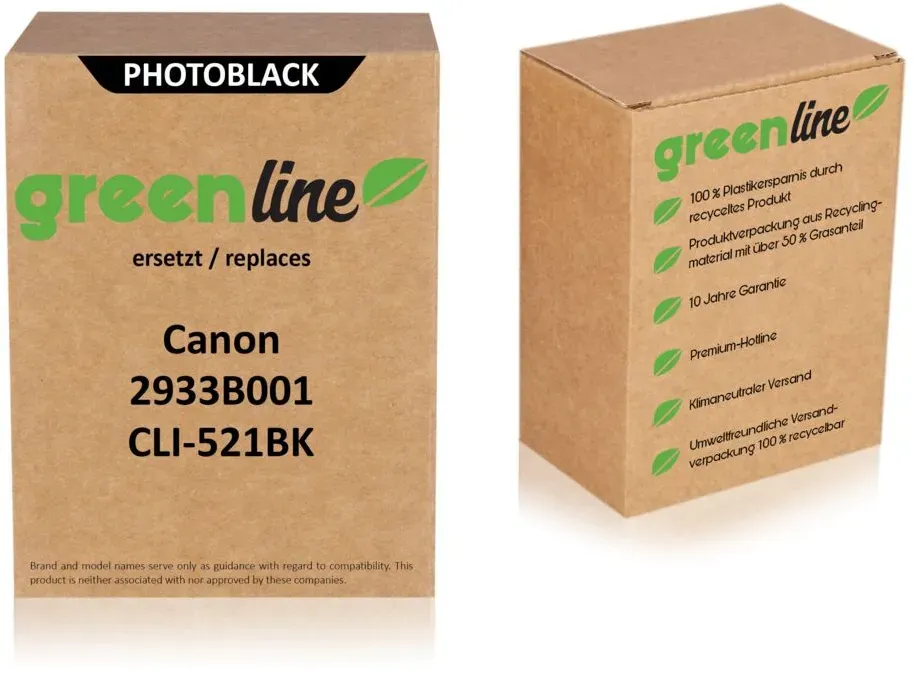 greenline ersetzt Canon 2933B001 / CLI-521 BK Tintenpatrone, foto schwarz