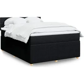 vidaXL Boxspringbett mit Matratze Schwarz 140x200 cm Stoff