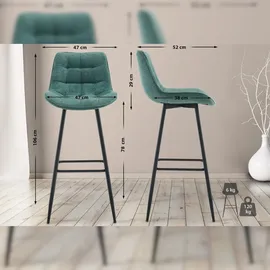 CLP Barhocker Dartford I Gepolsterter Barstuhl I Tresenhocker mit Metall-Gestell und Rückenlehne