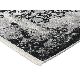Musterring Teppich MUSTERRING "COLORADO FLOWER", grau (grau, schwarz), B:160cm H:5mm L:230cm, Polyacryl, Viskose, Teppiche, Teppich, exclusive MUSTERRING DELUXE COLLECTION hochwertig gekettelt Fransen