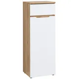 Vito Büroschrank CLYDE, 45 x 122 cm - 1 Tür - Mauvella Eiche Dekor - Weiß supermatt