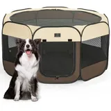 A 4 Pet Welpenauslauf Welpenlaufstall faltbar Hunde Katzen Tierlaufstall Hund für Wohnung drinnen mit Reisverschluss Oben Pop-Up Design Indoor & Outdoor mit Klappbarem Napf, M