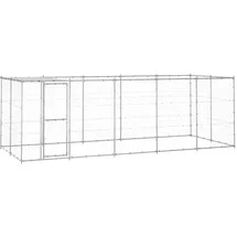 vidaXL Outdoor-Hundezwinger mit Überdachung Verzinkter Stahl 12,1 m2