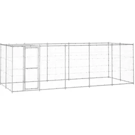 vidaXL Outdoor-Hundezwinger mit Überdachung Verzinkter Stahl 12,1 m2