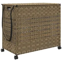 vidaXL Wäschekorb mit Rollen 66x35x60 cm Rattan