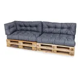 TexDeko Garden Palettenkissen 120x80x18cm wasserabweisend gesteppt Sitzauflage für Europaletten, (5-TLG Set, Grau)