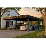 SKANHOLZ Flachdach Doppelcarport 5,46 x 8,60 m anthrazit inkl. Pfostenanker