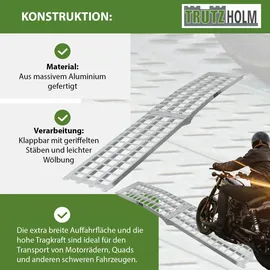 Trutzholm Auffahrrampe 230 cm 1360 kg klappbar Aluminium geriffelt silber 2 St.