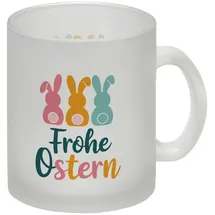 speecheese Frohe Ostern Hasen Glas Tasse für Osterdeko Lustiger OsterGlas Tasse mit Spruch