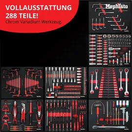 Mephisto Werkzeugwagen 8 Schubladen mit Werkzeug befüllt inkl. Pfeifenkopfschlüssel
