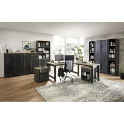 Komplettbüro Landhaus Büro-Set JASMIN 9-teilig Farbton Graphit