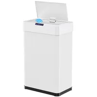 TLGREEN Mülleimer mit Sensor,Elektrisch Deckel mit Klemmring für Müllbeutel, Automatisch berührungslos Abfalleimer aus Edelstahl weiß 50 l