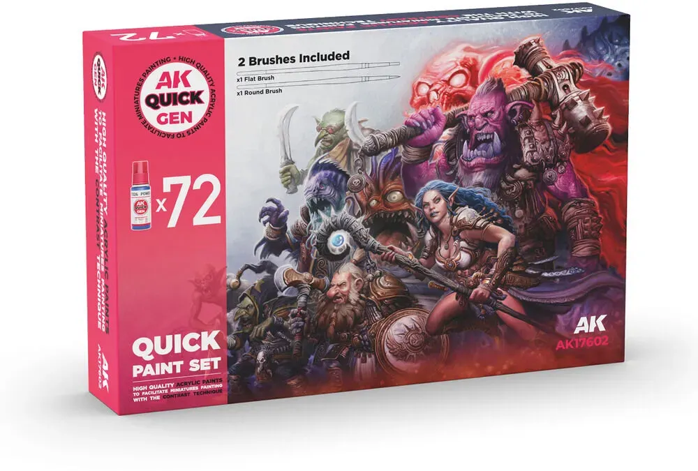 AK QUICK GEN Paint Set 72 Colors (2 Brushes)