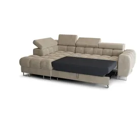 Fun Möbel Ecksofa Schlafsofa Stoff 2-Sitzer Grau