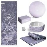 Fitfiu Fitness Kitwell-500 Pack mit 5 Yoga Pilates Farbe Lila, mit Matte, Block, Rad, Riemen und Ball Enthält Wellness-Übungsanleitungll