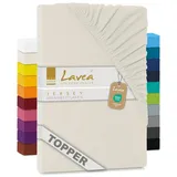 Lavea Spannbettlaken Maya, in Gr. 60x140, 90x200, 120x200, 140x200, 180x200 oder 200x220 cm, Baumwolle, Gummizug: rundum, (1 Stück), Jersey Spannbetttuch für Topper, Boxspring- und Wasserbetten weiß 200 cm x 220 cm