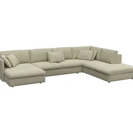 flexlux Wohnlandschaft Polyester U-Form 3-Sitzer Beige