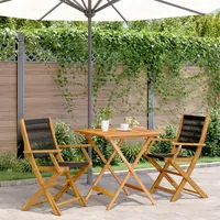 vidaXL 3-tlg. Bistro-Set Schwarz Polypropylen und Massivholz