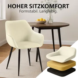 CLP 2er Set Esszimmerstuhl Luena, Küchenstuhl mit Samt oder Stoff, Sessel Metallgestell schwarz bis 150 kg belastbar