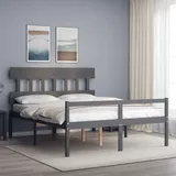 The Living Store Seniorenbett mit Kopfteil Grau Kingsize Massivholz - Grau