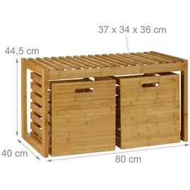 Relaxdays Schuhbank 89 x 45 x 30 cm braun / Bambus