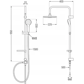 Mexen X05 Duschsäule, Gold/Weiß - 798050591-50