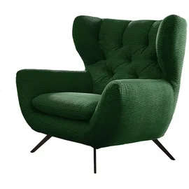 KAWOLA Hochlehnsessel CHARME Cord 100 x 106 x 95 cm Smaragd mit Kissen