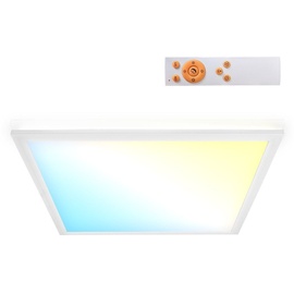 B.K.Licht LED Deckenlampe mit indirektem Licht, Fernbedienung, einstellbar von warmweiß bis kaltweiß, LED Panel, LED Deckenleuchte, Lampe, Wohnzimmerlampe, Schlafzimmerlampe, 29,5x29,5x6 cm, Weiß