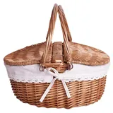 SMELEYOU Picknickkörbe Wicker Picknickkorb mit abnehmbarem Hillern tragbarer gewebter Willow -Korb mit Deckel & Griff ideal für Home Camping im Freien Weihnachts -Halloween -Party