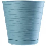Kadax Blumentopf mit Untersetzer, aus Kunststoff, rund, 21 cm, Pfefferminz