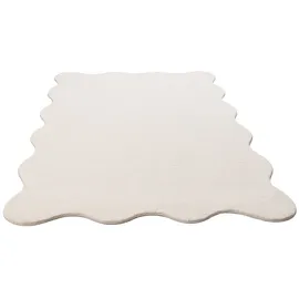 The CarPET Teppich THE CARPET "Relax Scallop kuschelig & Super Soft", beige, B:160cm L:220cm, Polyester, Teppiche, Teppich, Anti-Rutsch Unterseite, Waschbar bis 30 Grad, Felloptik