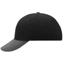 myrtle® beach 6 Panel Raver Cap MB6111, schwarz/kohle 1 Stück, Farbe: schwarz/kohle