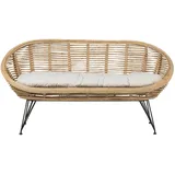 Beliani Gartensofa Naturfarben Schwarz, Beige, 64x165x87