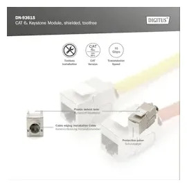 Digitus CAT 6A Keystone Modul, geschirmt, werkzeugfreier Montageanschluss