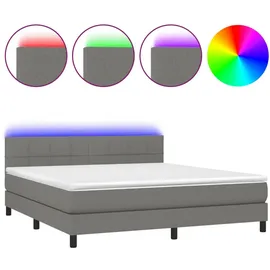 vidaXL Boxspringbett mit Matratze & LED Dunkelgrau 180x200 cm Stoff