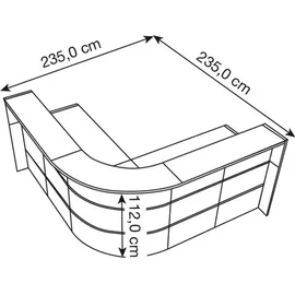 Kerkmann Empfangstheke BARI L-Form, anthrazit, weiß 235,0 x 235,0 x 112,0 cm