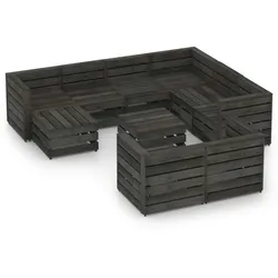 vidaXL 10-tlg. Garten-Lounge-Set Grau Imprägniertes Kiefernholz